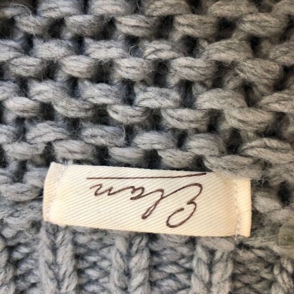 Elan Chunky Knit Cropped Vneck Sweater Grey S - Picture 7 of 9